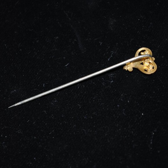 Antique Art Nouveau Heart Stick / Lapel / Scarf Pin with Paste Stones - Picture 6 of 8